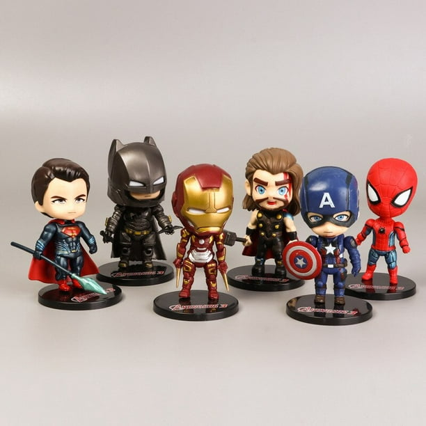 Avengers Super Hero Chibi Action Figures - Set of 6, Premium PVC Anime, Best Gift for KIds / Avenger Fans, (Height- 9cm)