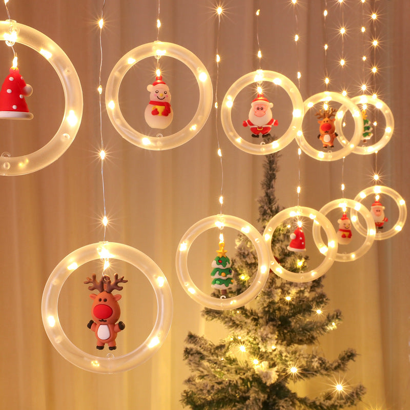Christmas LED Ring Lights, Xmas Curtain Hanging Lights, Xmas Lights for Home/Tree/Garden Decoration, Xmas Party Decor, Length-3M