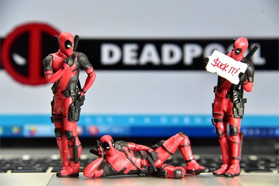 Deadpool Super Hero Action Figures - Set of 3, Chibi Style Figures, PVC Anime Collectibles, Car Dashboard/Desk Decor, Best Gift for Deadpool Fans