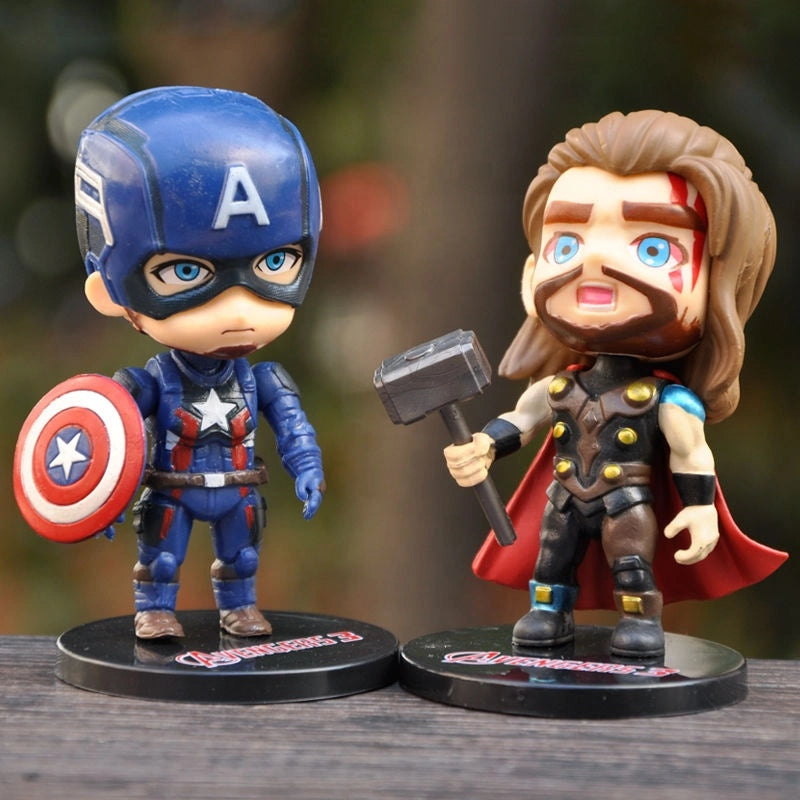 Avengers Super Hero Chibi Action Figures - Set of 6, Premium PVC Anime, Best Gift for KIds / Avenger Fans, (Height- 9cm)