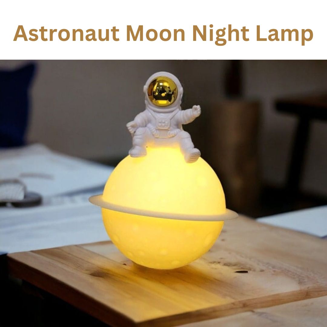 Cute Astronaut Night Lamp, Astronaut Sitting on Moon, Decorative Showpiece, Night Light for Kids Room, Best Gift for Space Lovers -12cm