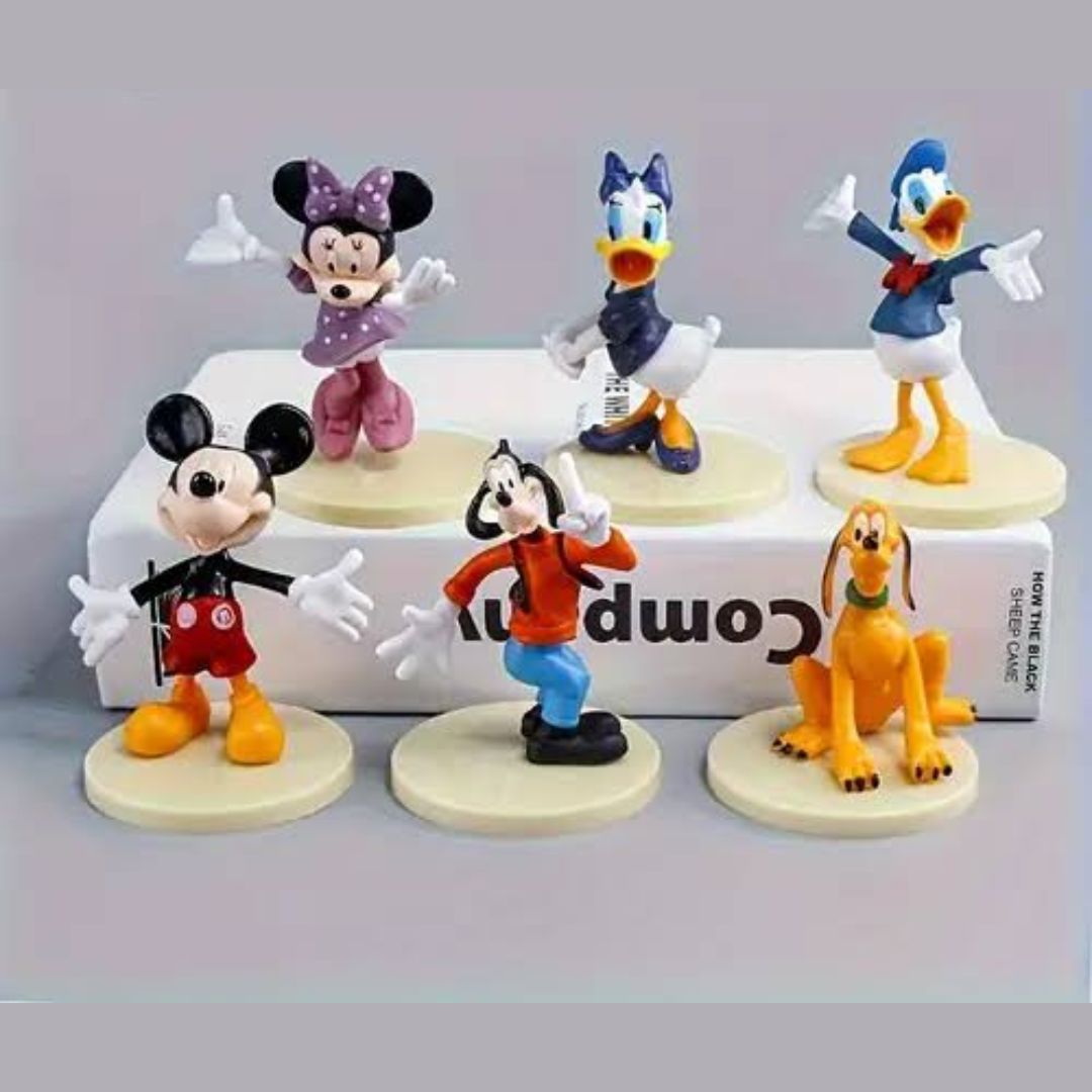 Mickey Mouse Clubhouse Action Figures (7-8 cm), Mickey, Minnie, Donald, Daisy, Goofy & Pluto, Show Piece, Cake Toppers, Best Toy Set for Kids