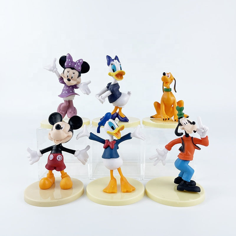 Mickey Mouse Clubhouse Action Figures (7-8 cm), Mickey, Minnie, Donald, Daisy, Goofy & Pluto, Show Piece, Cake Toppers, Best Toy Set for Kids
