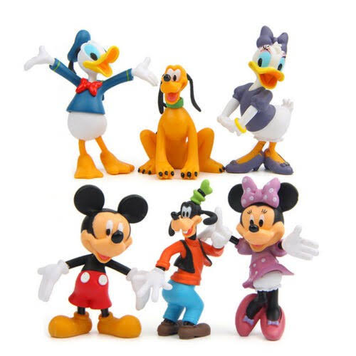Mickey Mouse Clubhouse Action Figures (7-8 cm), Mickey, Minnie, Donald, Daisy, Goofy & Pluto, Show Piece, Cake Toppers, Best Toy Set for Kids