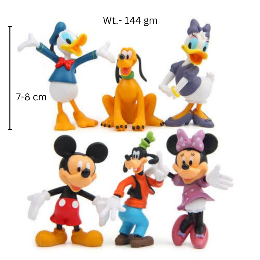 Mickey Mouse Clubhouse Action Figures (7-8 cm), Mickey, Minnie, Donald, Daisy, Goofy & Pluto, Show Piece, Cake Toppers, Best Toy Set for Kids