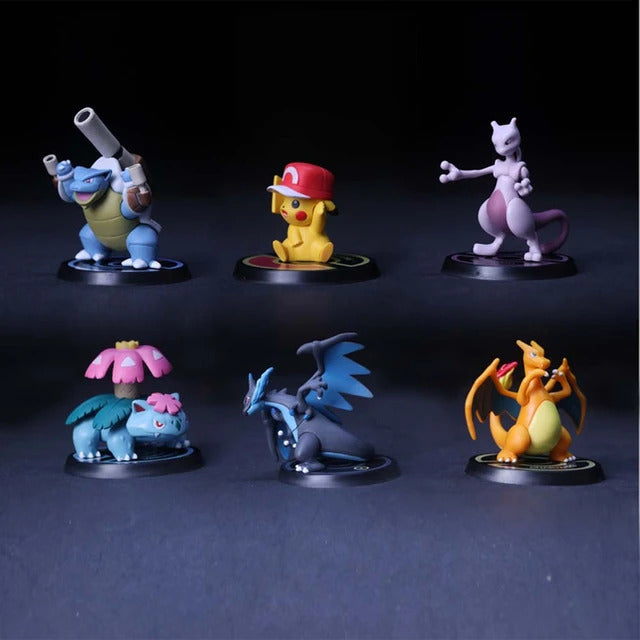 Cute Pokemon Action Figures Set, 6 Pcs Toy Set Collectibles, 5.5-7cm, High Quality PVC Figures with Name Display Stands, Best Gift for Pokemon Lovers