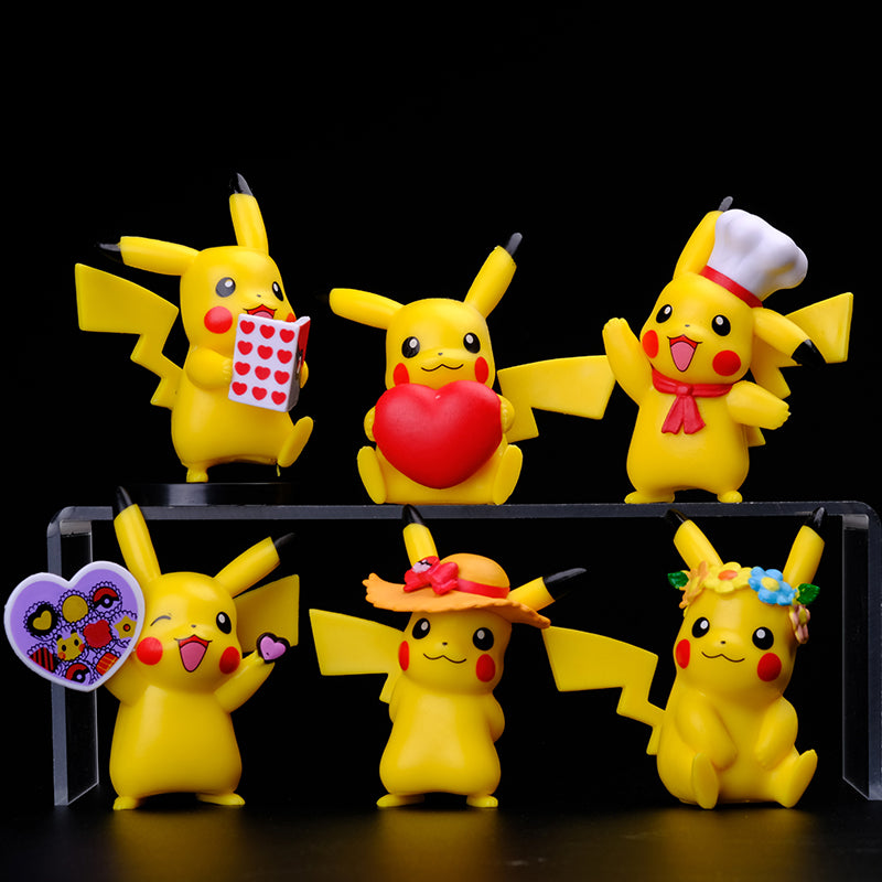 Charming Pikachu Love Figure Toy Set | 6 pcs/set | 7-8 cm Height | Perfect for Pokemon Fans | Wonderful Gift for Kids