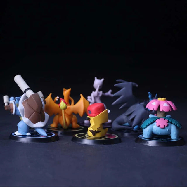 Cute Pokemon Action Figures Set, 6 Pcs Toy Set Collectibles, 5.5-7cm, High Quality PVC Figures with Name Display Stands, Best Gift for Pokemon Lovers