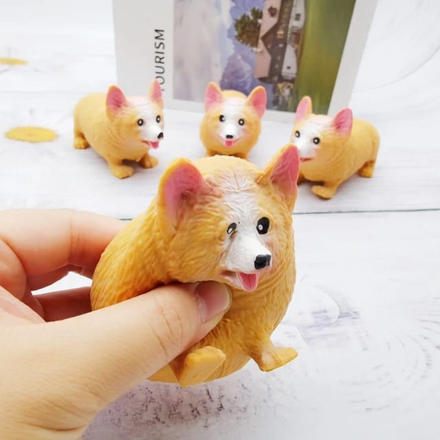 Cute Squeeze Dog Toy, Stress Relief & Decompression Toy, Fidget Toy for Relaxing, Portable & Versatile, Best Gift for Kids & Adults- 10 cm (Brown)