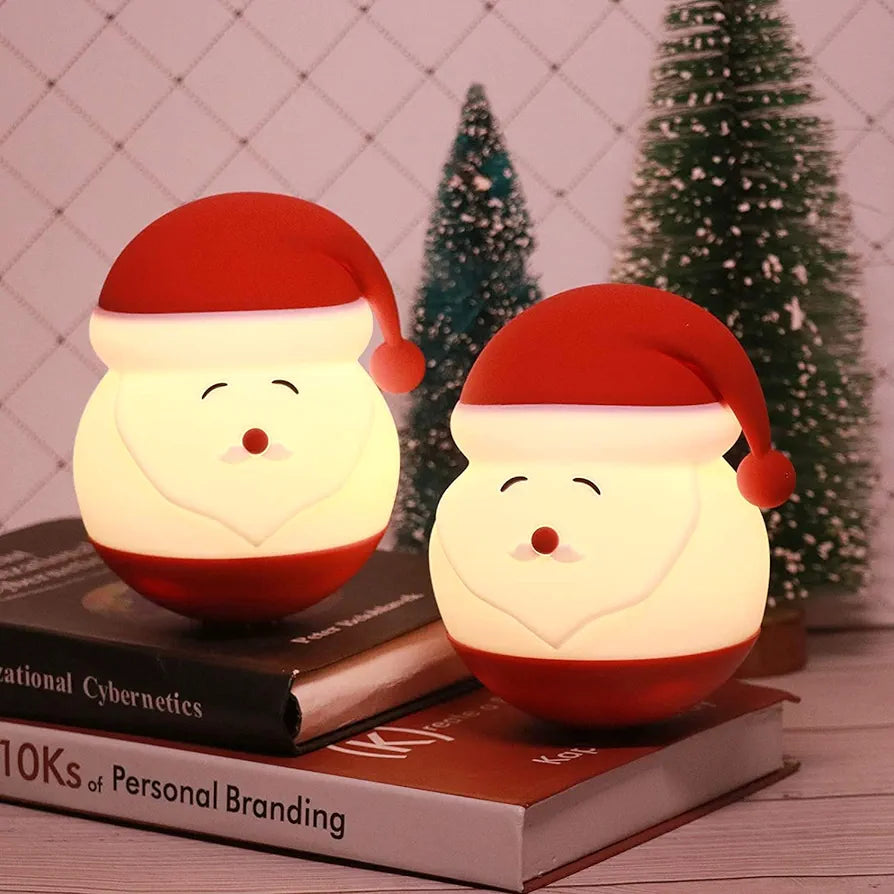 Santa Claus Silicone Lamp, Christmas LED Night Light, 7 Color Changing Mode, USB Rechargeable, Cute Gift for kids, Home Decor - 14 cm