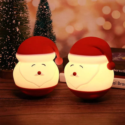 Santa Claus Silicone Lamp, Christmas LED Night Light, 7 Color Changing Mode, USB Rechargeable, Cute Gift for kids, Home Decor - 14 cm