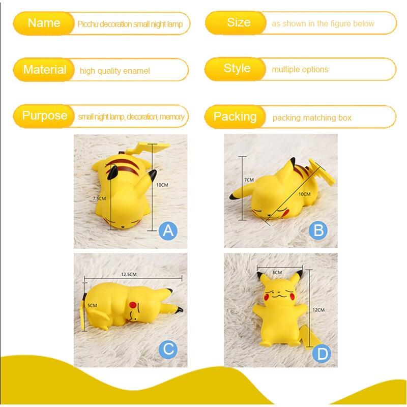 Cute Glowing Pikachu Night Light ( ANY 1 PC Assorted/ Any Single PC), Different Poses, Room Decor, Best Gift for Pikachu Fans, 10-12Cm