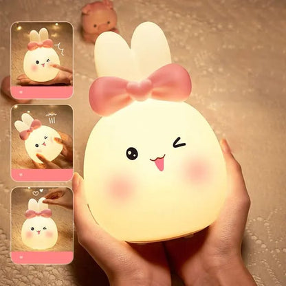 Cute Kitty with Bow - Silicone Lamp, 7 Color Changing Mode,  LED Night Light, USB Rechargeable, Amazing Gift for kids, Home/ Room Decor