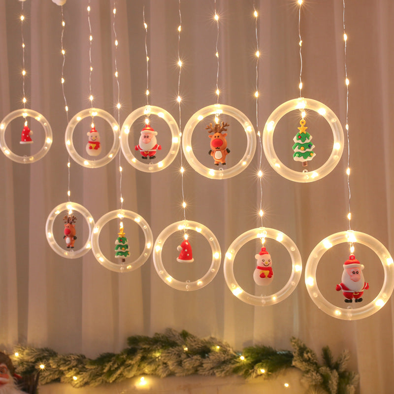 Christmas LED Ring Lights, Xmas Curtain Hanging Lights, Xmas Lights for Home/Tree/Garden Decoration, Xmas Party Decor, Length-3M