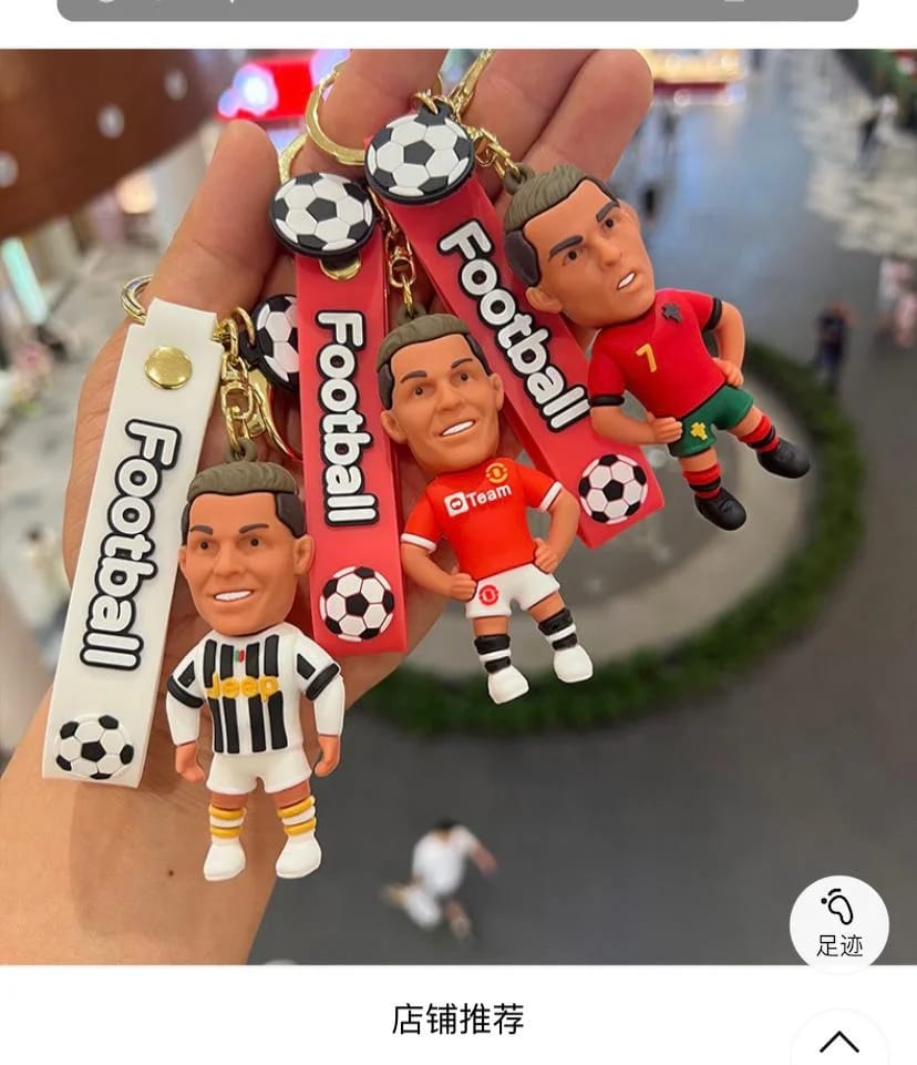 Soccer Star Cristiano RONALDO Keychain -1 Pc, Portuguese Football Player Figure, Bag Pendant Collection, Ideal Gift for Football Fans -8 cm