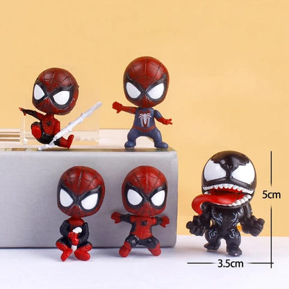 Venom Spiderman Mini Figures (Set of 5), Marvel Movie Characters, PVC Anime Collectibles, Cake Topper, B'day Gift for Kids (4-5cm)