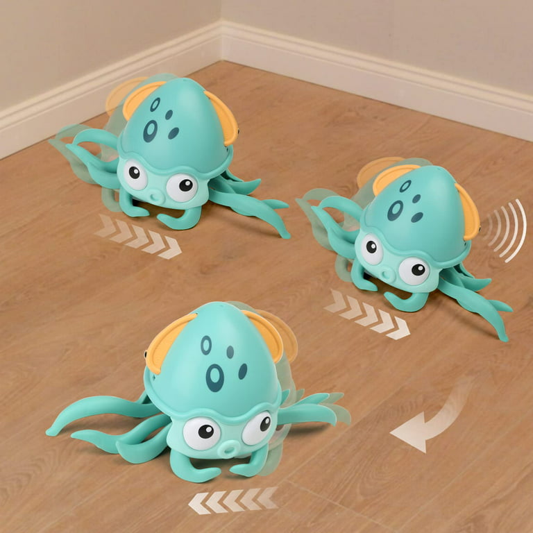 Baby Octopus Crawling Toy for Kids, Electric Induction, Dancing Octopus with Music and LED Lights | Auto Avoids Obstacles | Best Toy (Green)