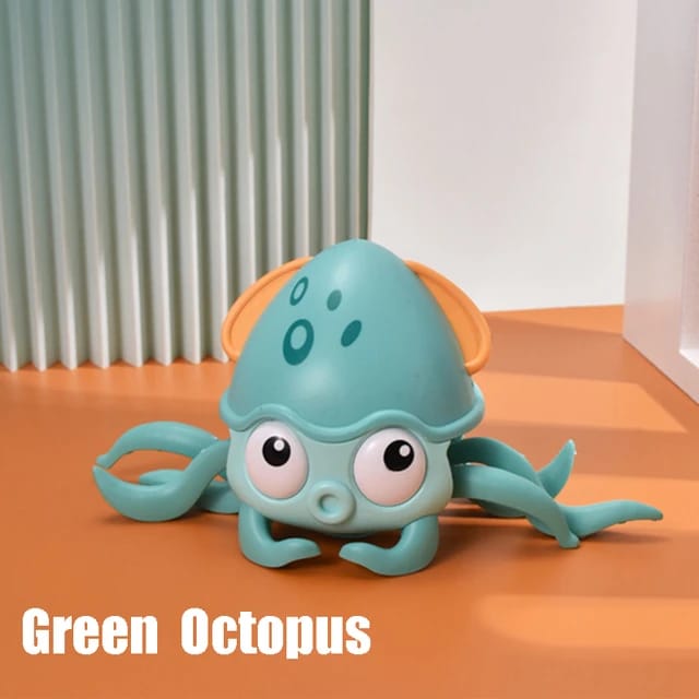 Baby Octopus Crawling Toy for Kids, Electric Induction, Dancing Octopus with Music and LED Lights | Auto Avoids Obstacles | Best Toy (Green)