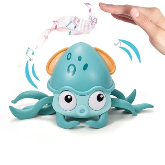 Baby Octopus Crawling Toy for Kids, Electric Induction, Dancing Octopus with Music and LED Lights | Auto Avoids Obstacles | Best Toy (Green)