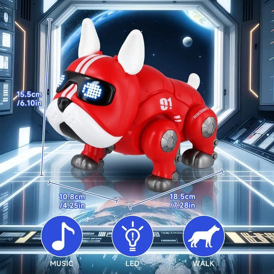 Dancing Robot Dog Toy, Colorful Flashing Lights & Music for Kids, Battery Operated, Mechanical & Decorative Toy, Robot Toys for 3+ Yrs Kids (Red)