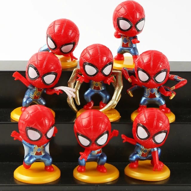Cute Mini Spiderman Action Figures (Set of 8), Premium PVC Anime Collectibles, Cartoon Toy, Cake Topper, Ideal Gift for Kids (4.5 to 5cm)