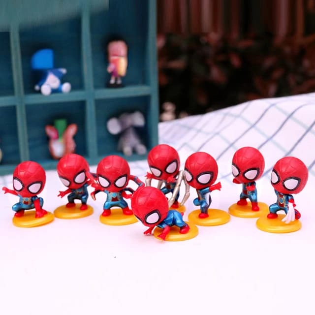 Cute Mini Spiderman Action Figures (Set of 8), Premium PVC Anime Collectibles, Cartoon Toy, Cake Topper, Ideal Gift for Kids (4.5 to 5cm)