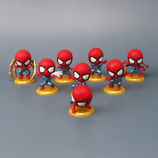 Cute Mini Spiderman Action Figures (Set of 8), Premium PVC Anime Collectibles, Cartoon Toy, Cake Topper, Ideal Gift for Kids (4.5 to 5cm)