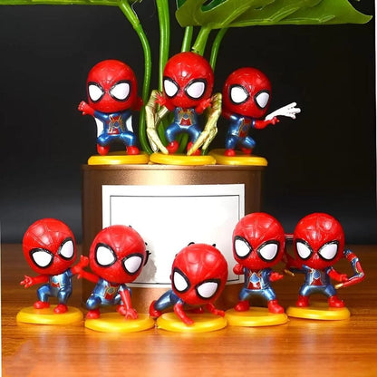 Cute Mini Spiderman Action Figures (Set of 8), Premium PVC Anime Collectibles, Cartoon Toy, Cake Topper, Ideal Gift for Kids (4.5 to 5cm)