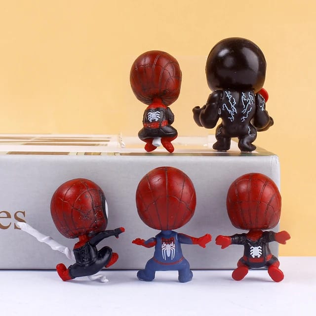 Venom Spiderman Mini Figures (Set of 5), Marvel Movie Characters, PVC Anime Collectibles, Cake Topper, B'day Gift for Kids (4-5cm)