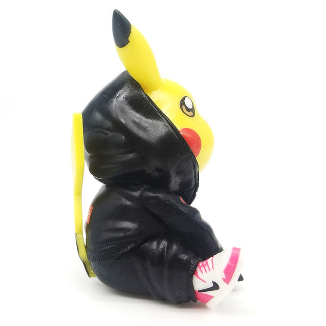 Cute Pokemon Pikachu in Black Hoodie & Sneakers, PVC Cartoon Toy, Cake /Car Dashboard /Study Table Decor, Gift for Pikachu Fans (11 cm)