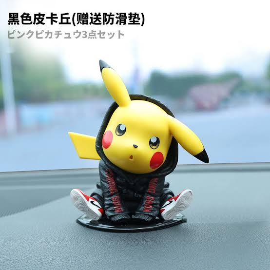 Cute Pokemon Pikachu in Black Hoodie & Sneakers, PVC Cartoon Toy, Cake /Car Dashboard /Study Table Decor, Gift for Pikachu Fans (11 cm)