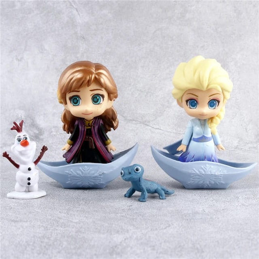 Frozen 4 pcs Figure Set, Princess Anna, Queen Elsa with Olaf & Bruni, Cake Toppers, Car Dashboard Decor, Best Gift - 5.5 to 11 cm