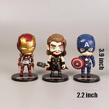 Marvel Avengers Super Hero Chibi Action Figures - Set of 6, Premium PVC Anime, Best Gift for KIds / Avenger Fans, (Height- 9cm)