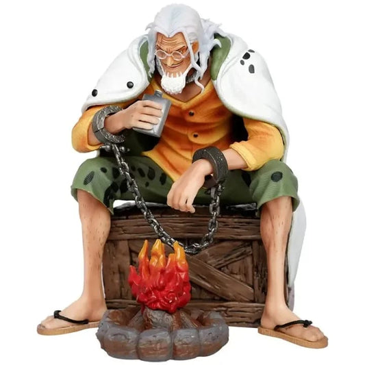 15 cm Silvers Rayleigh Action Figure, One Piece PVC Anime, Sitting Posture, With special Bonfire, Decorative Statue, best Gift for One Piece Fans