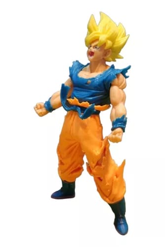 18 cm DBZ Goku Super Saiyan Action Figure - Yellow Hair, In Angry Pose, High Quality PVC Figure, Self Standing Figure, Perfect Gift for DBZ Fans