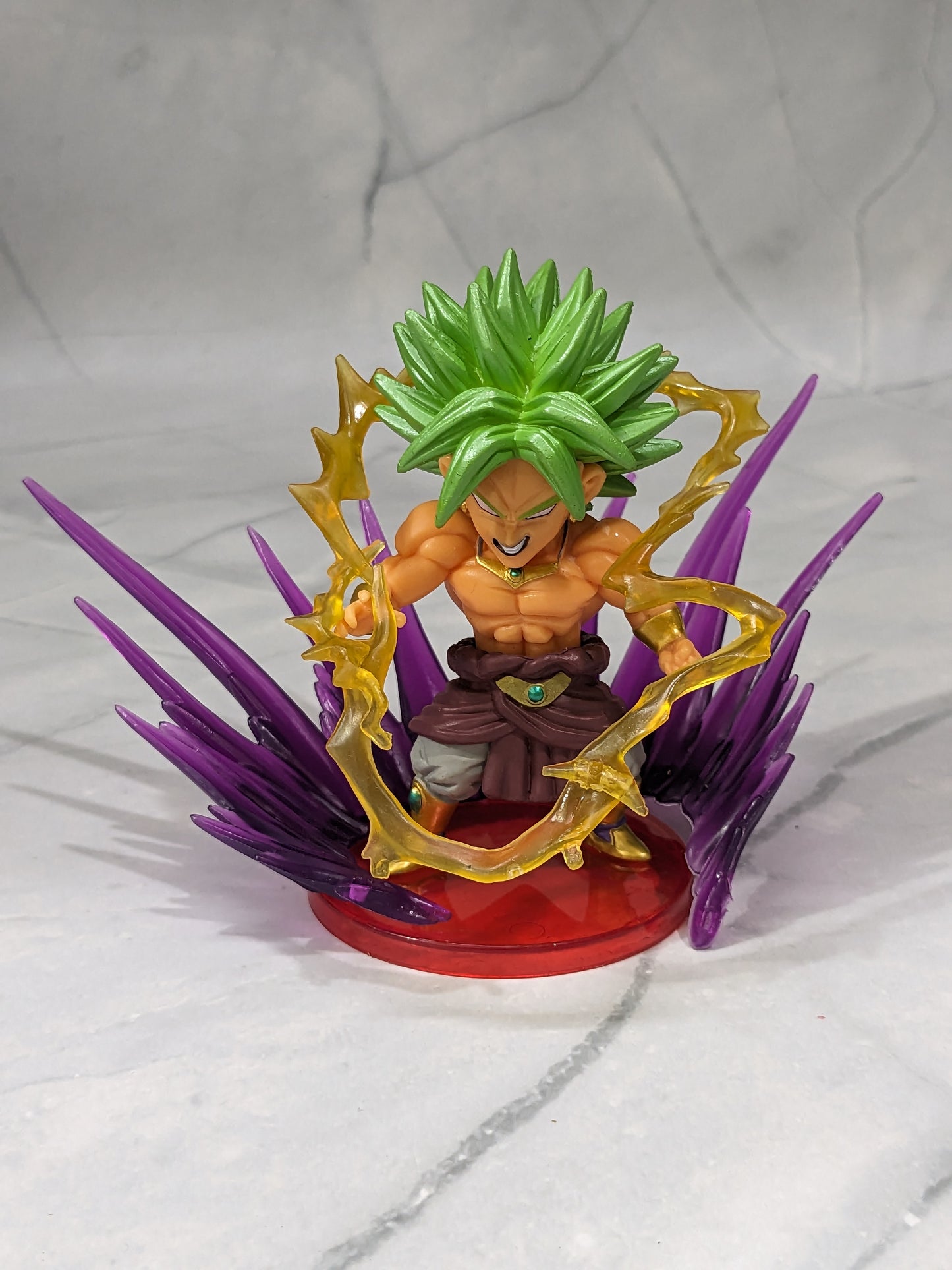 Dragon BallZ 9 cm Super Goku Broly (Green Hair), Fighting Effects Action Figure with Amazing Display Stand, Anime Collectible for DBZ Fans