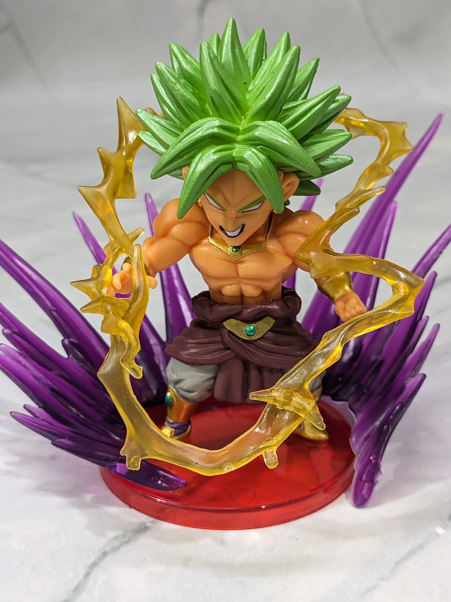 Dragon BallZ 9 cm Super Goku Broly (Green Hair), Fighting Effects Action Figure with Amazing Display Stand, Anime Collectible for DBZ Fans