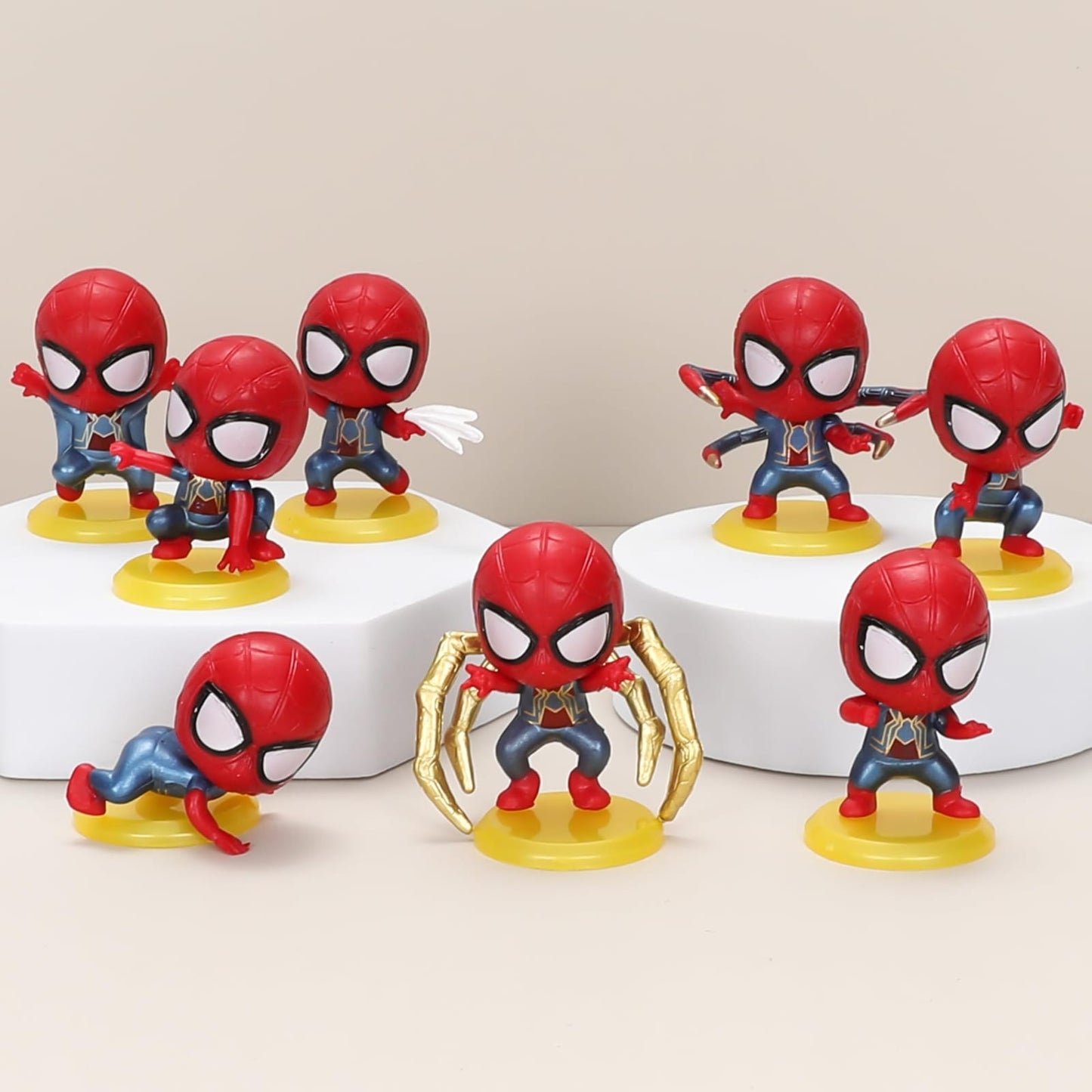 Cute Mini Spiderman Action Figures (Set of 8), Premium PVC Anime Collectibles, Cartoon Toy, Cake Topper, Ideal Gift for Kids (4.5 to 5cm)