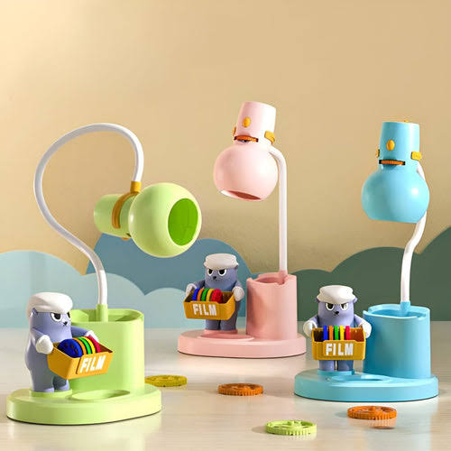 Mini Cartoon Projection Lamp, 5 Slides 40 Patterns, Study/Table/Desk Lamp with Pen / Pencil Holder, Educational Toy & Gift for Kids