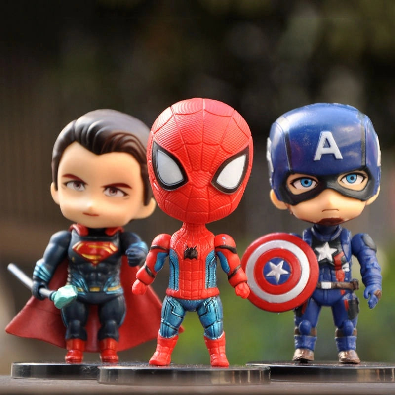 Marvel Avengers Super Hero Chibi Action Figures - Set of 6, Premium PVC Anime, Best Gift for KIds / Avenger Fans, (Height- 9cm)