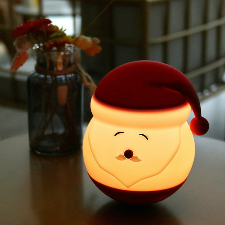 Santa Claus Silicone Lamp, Christmas LED Night Light, 7 Color Changing Mode, USB Rechargeable, Cute Gift for kids, Home Decor - 14 cm