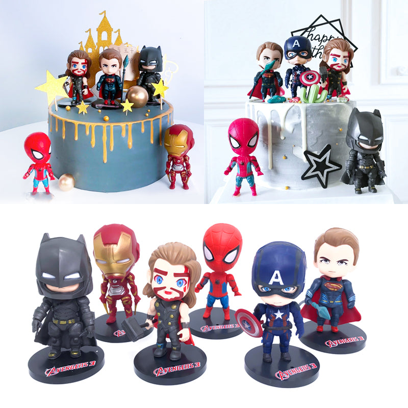 Marvel Avengers Super Hero Chibi Action Figures - Set of 6, Premium PVC Anime, Best Gift for KIds / Avenger Fans, (Height- 9cm)