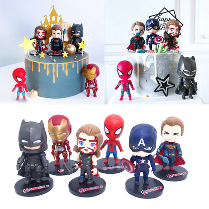 Marvel Avengers Super Hero Chibi Action Figures - Set of 6, Premium PVC Anime, Best Gift for KIds / Avenger Fans, (Height- 9cm)