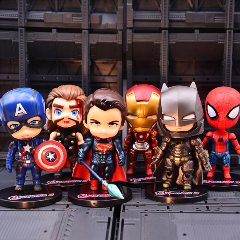 Marvel Avengers Super Hero, Set of 6 Action Figures, Premium PVC Toy Set for Kids, Best Gift for Avenger Fans - 9 cm Height