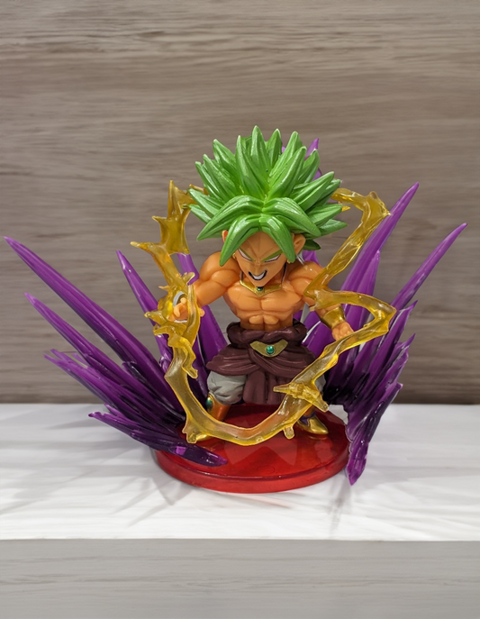 Dragon BallZ 9 cm Super Goku Broly (Green Hair), Fighting Effects Action Figure with Amazing Display Stand, Anime Collectible for DBZ Fans