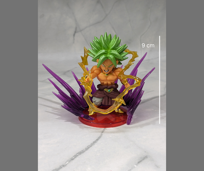 Dragon BallZ 9 cm Super Goku Broly (Green Hair), Fighting Effects Action Figure with Amazing Display Stand, Anime Collectible for DBZ Fans