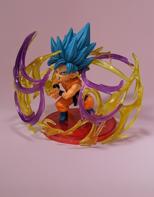 Dragon BallZ 8.5 cm Super Saiyan Goku SS4 - Blue Hair, Energy Effects Action Figure with cute Display Stand, Best Gift for DBZ Fans