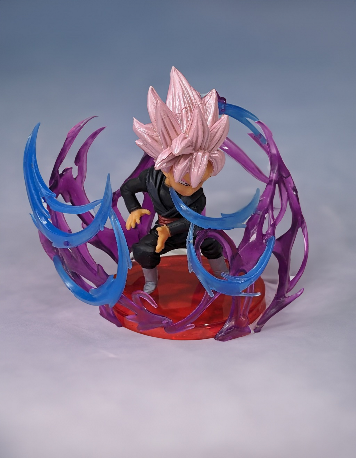 Dragon BallZ 8.5 cm Super Goku SSJ - Rose Hair, Fighting Pose Action Figure with Cute Display Stand, Energy Effect Anime for DBZ Fans