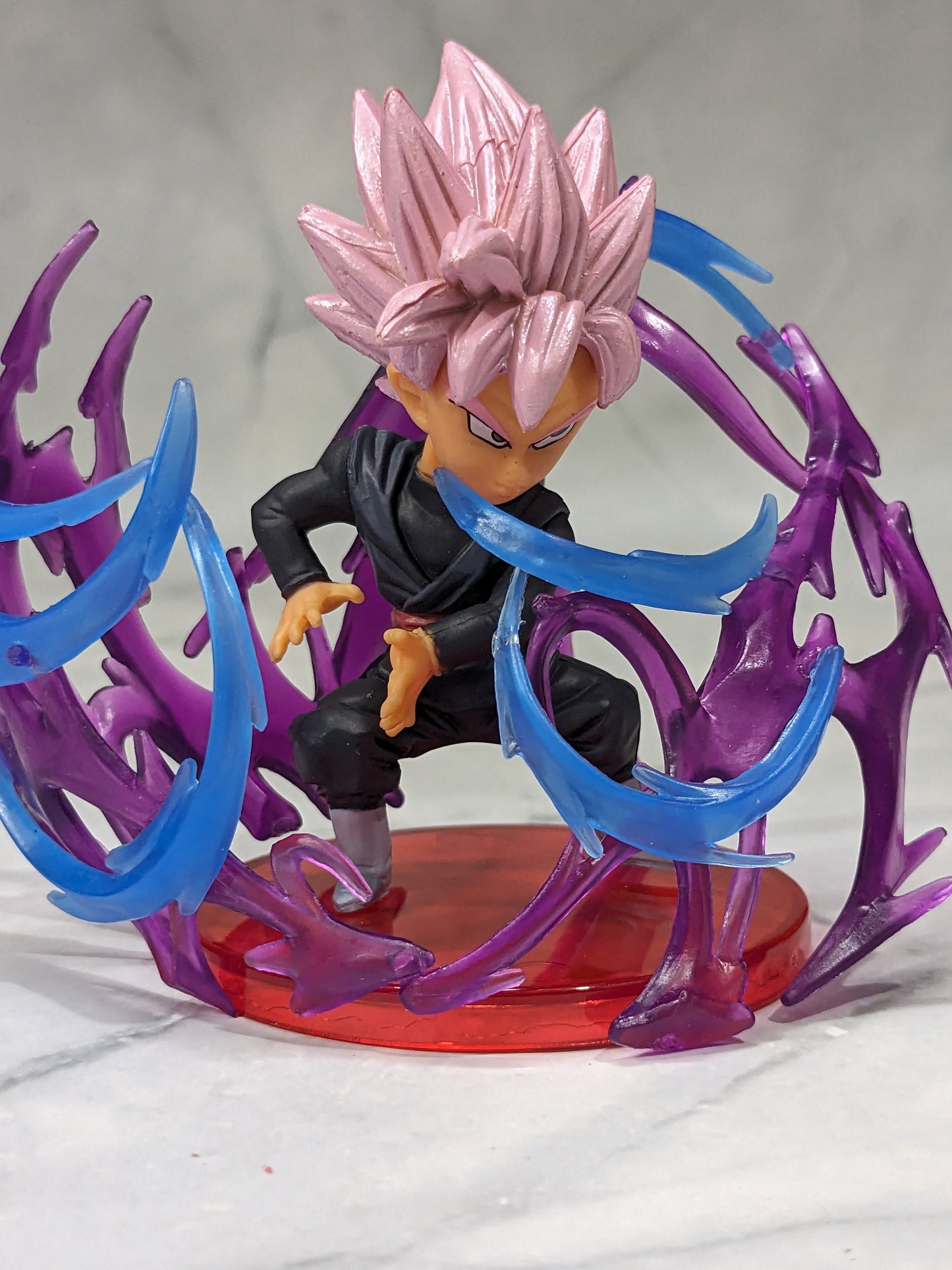 Dragon BallZ 8.5 cm Super Goku SSJ - Rose Hair, Fighting Pose Action Figure with Cute Display Stand, Energy Effect Anime for DBZ Fans