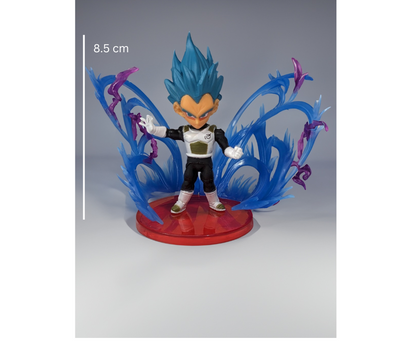 Dragon BallZ 8.5 cm Vegeta Super Saiyan God- Blue, Energy Effect Action Figure with Cute Display Stand, Best Anime Collectible for DBZ Fans